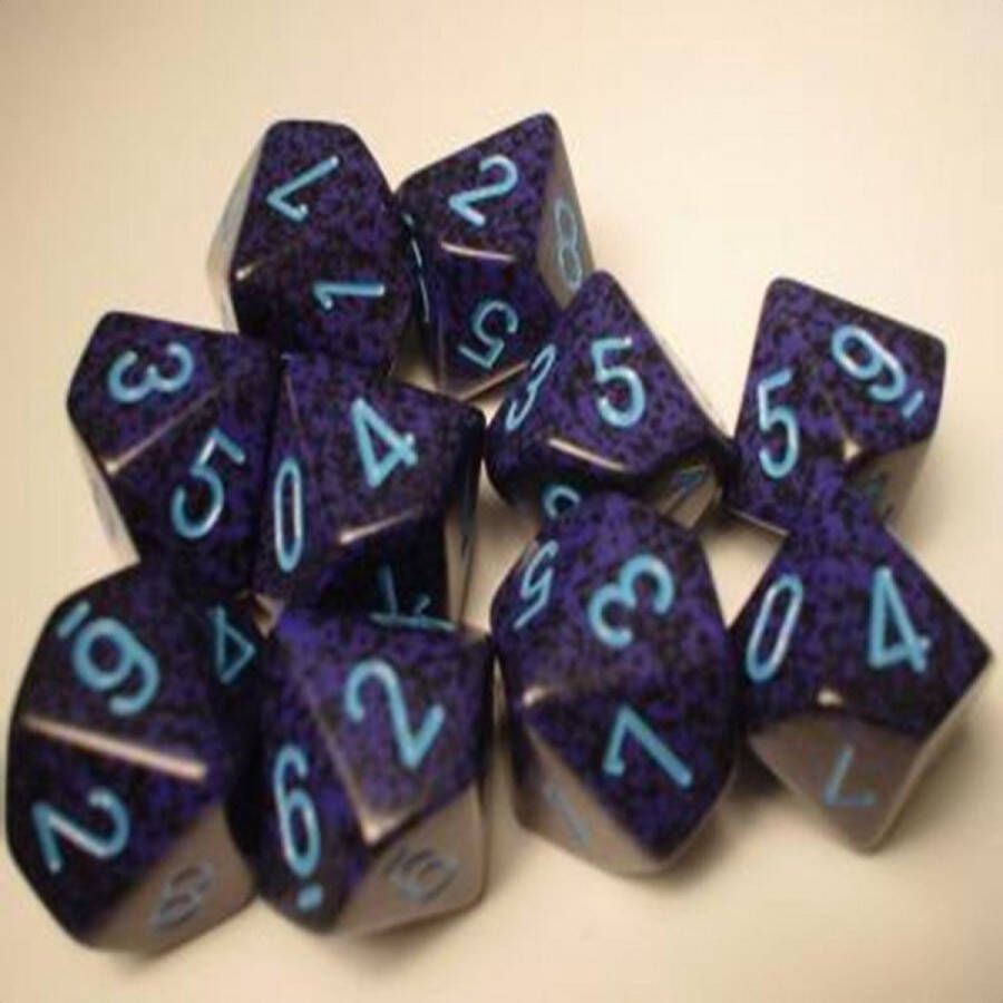 Chessex Kobalt Gespikkeld D10 Dobbelsteen Set (10 stuks)