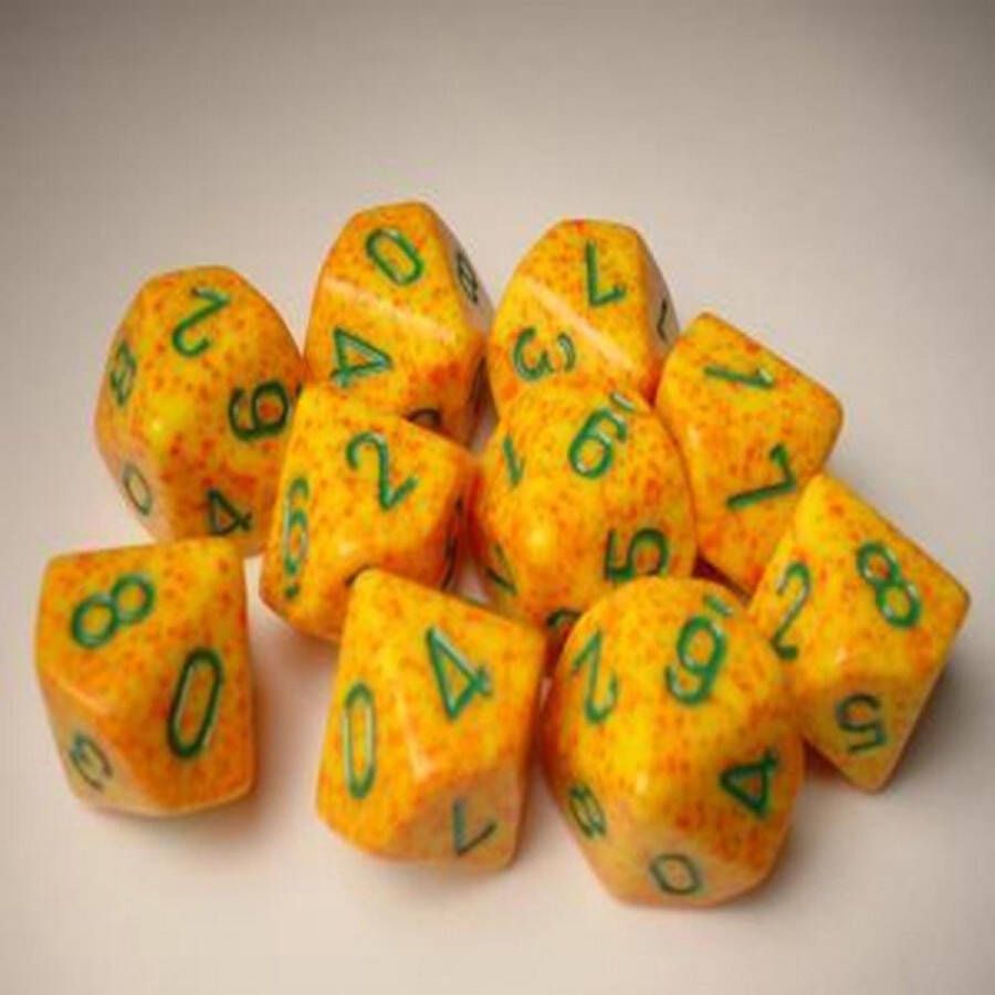 Chessex Lotus gespikkeld D10 Dobbelsteen Set (10 stuks)