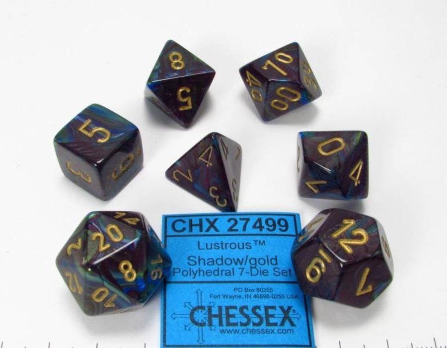 Chessex glanzend schaduw goud polydice dobbelsteenset (7 stuks)