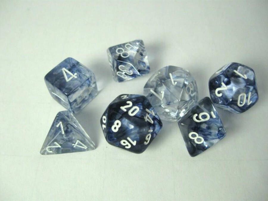 Chessex Nebula Black white Polyhedral 7-Die Set