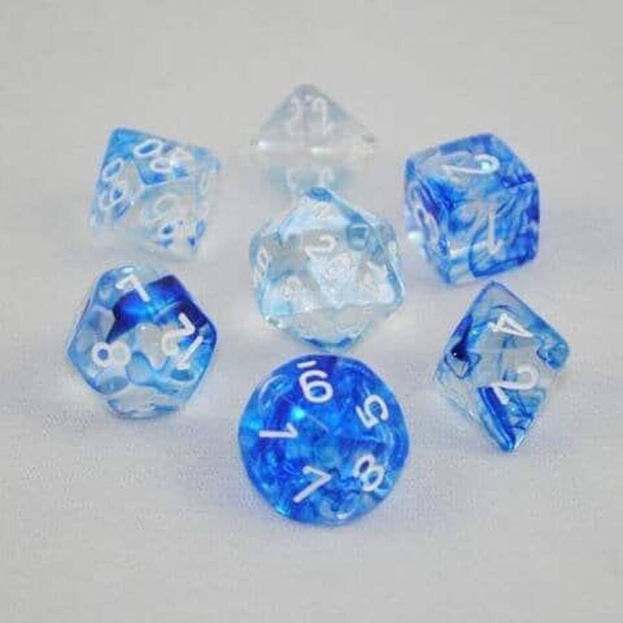 Chessex Nebula Dark Blue white Polydice Dobbelsteen Set (7 stuks)