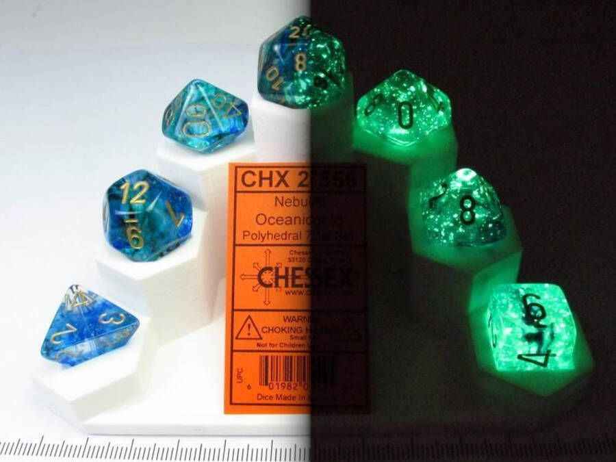 Chessex 7-Die set Nebula Luminary Oceanic Gold