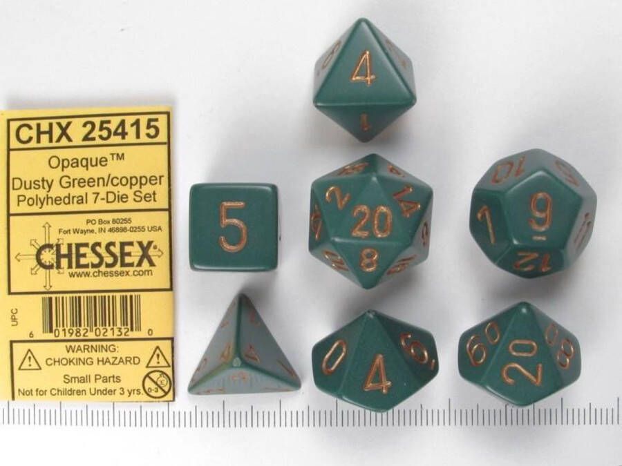 Chessex Opaque Poly 7 Set: Dusty Green Copper