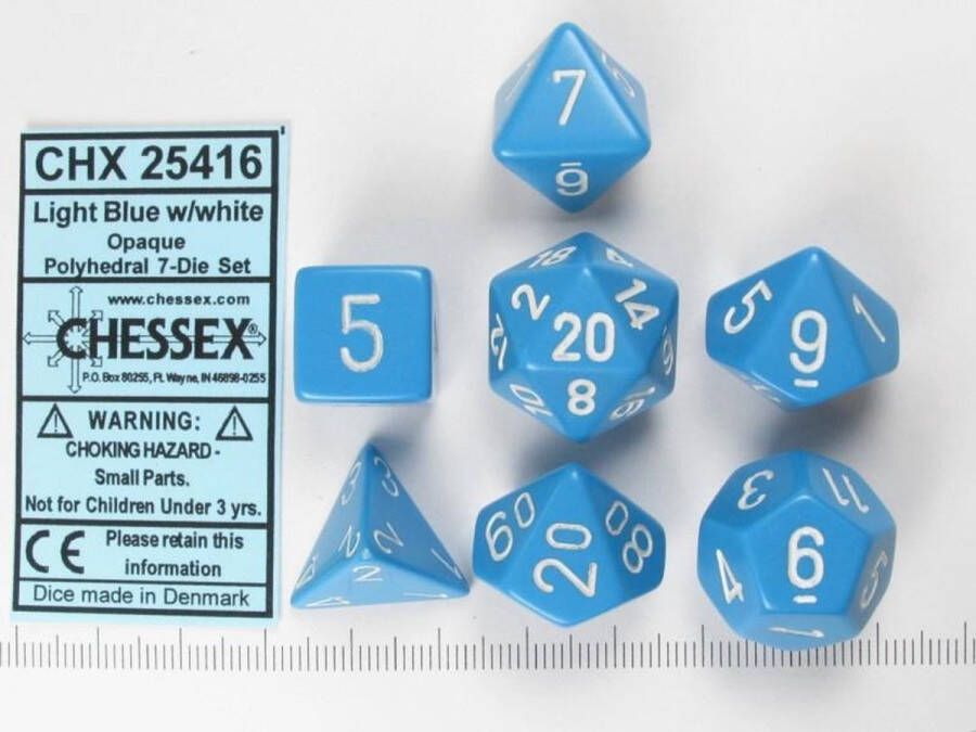 Chessex Opaque Poly 7 Set: Light Blue White
