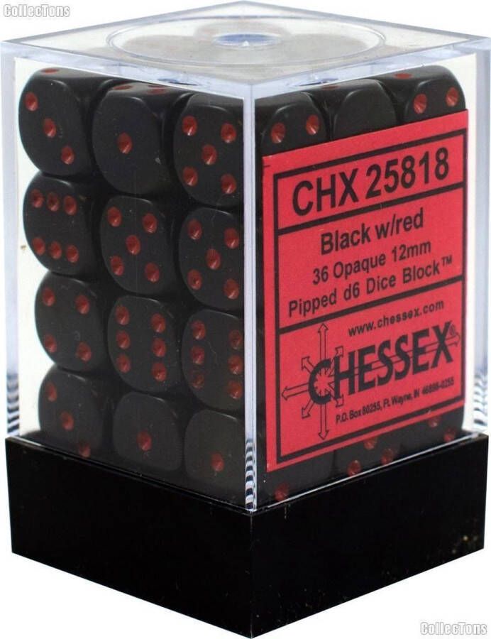 Trading Card Game Chessex Opaque 12mm d6 with pips Dice Blocks (36 Dice) Blac