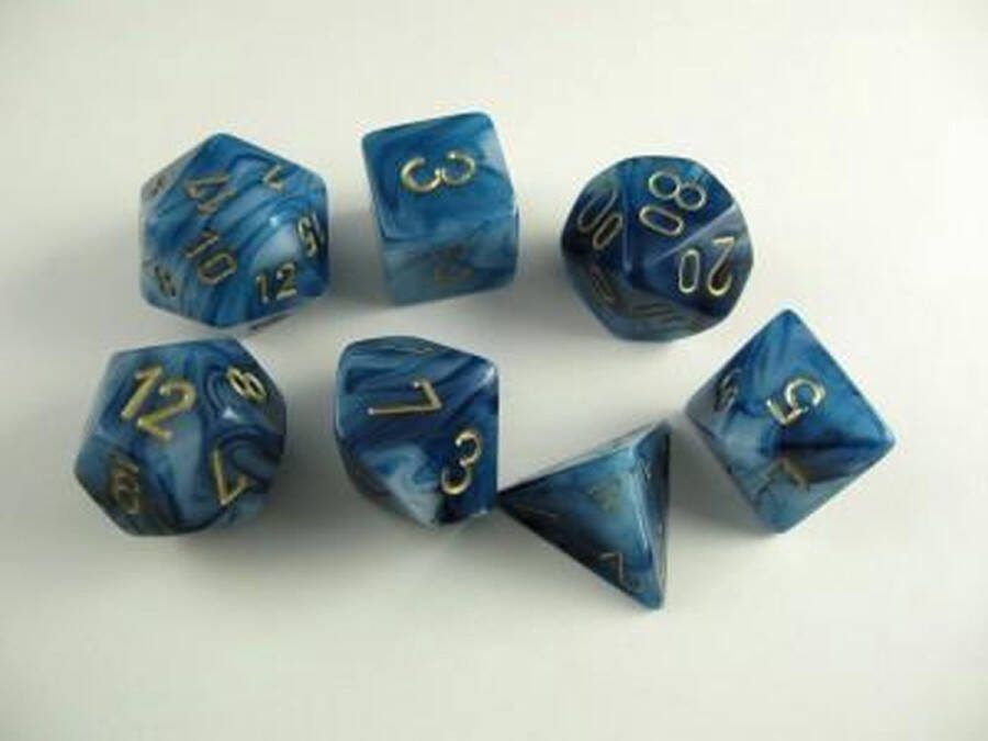 Chessex Phantom Teal gold Polydice Dobbelsteen Set (7 stuks)