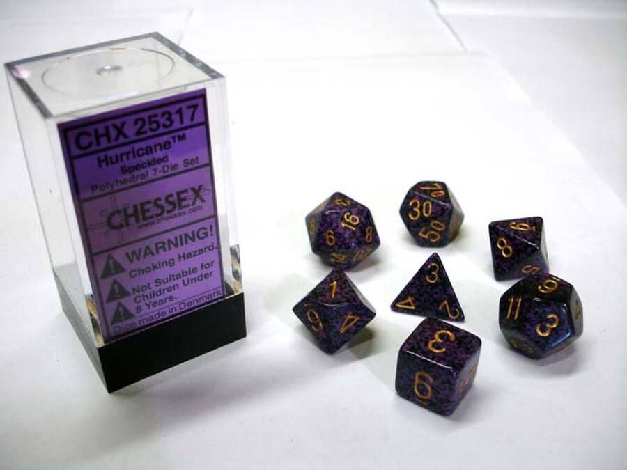 Chessex Hurricane Gespikkelde Polydice Dobbelsteen Set 7 stuks