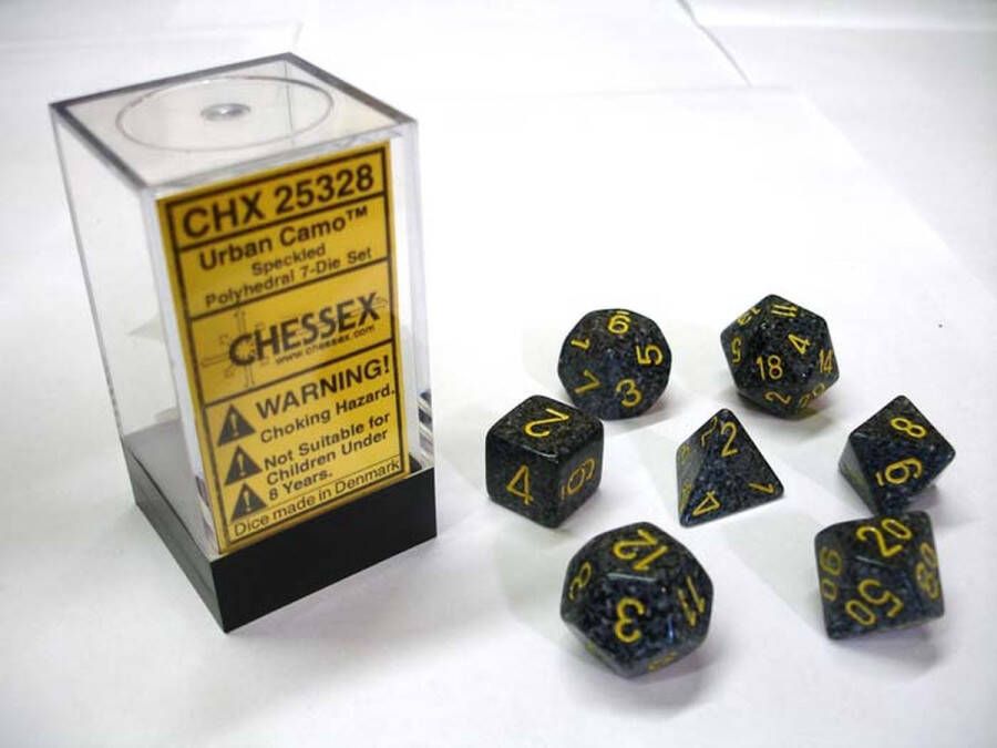 Chessex Urban Camo Gespikkelde Polydice Dobbelsteen Set (7 stuks)