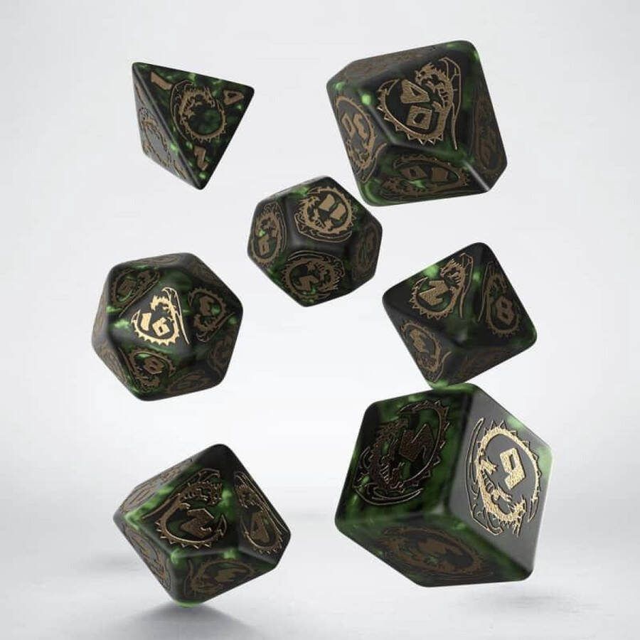 Chessex Polydice Set Q-Workshop Dragons Bottle-Green Gold
