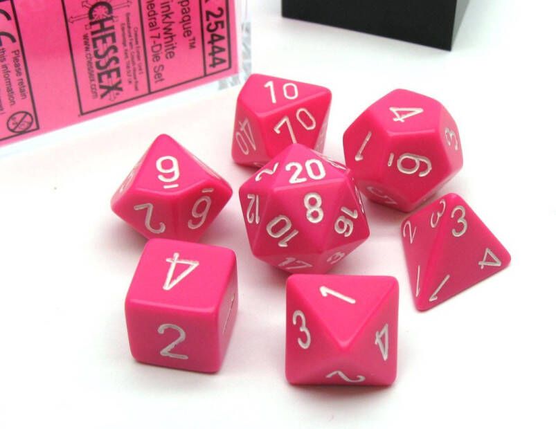 Chessex Polyhedral mini 7-Die Set Pink white