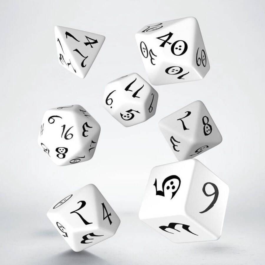 Chessex Q-Workshop Klassieke RPG dobbelstenen set wit & zwart (7)
