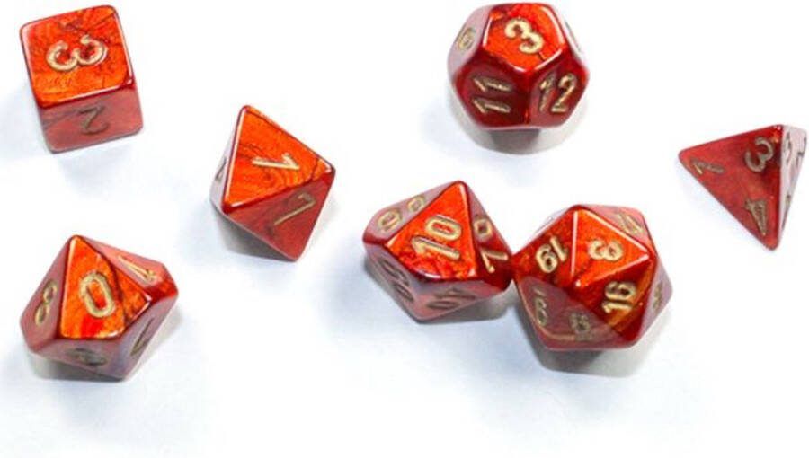 Chessex Scarab Mini-Polyhedral Scarle gold Dobbelsteen Set (7 stuks)