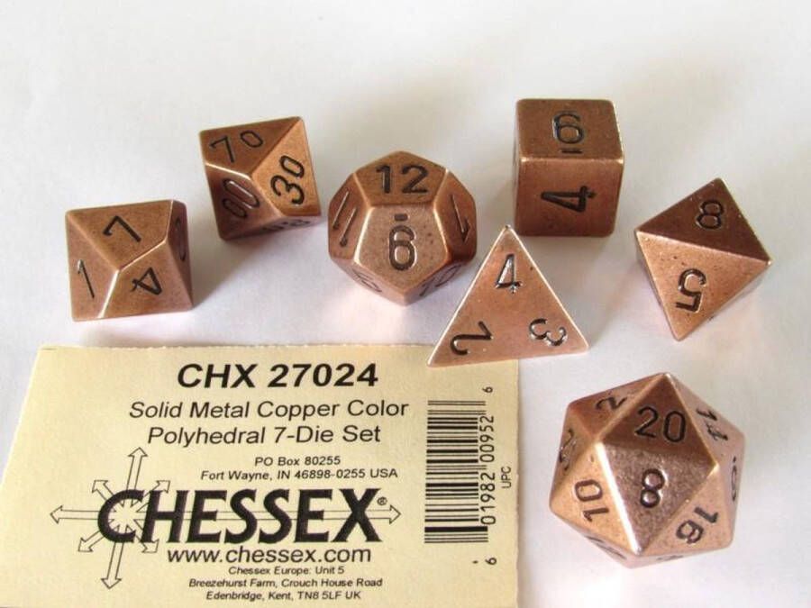 Chessex Solid Metal Copper Color polydice set