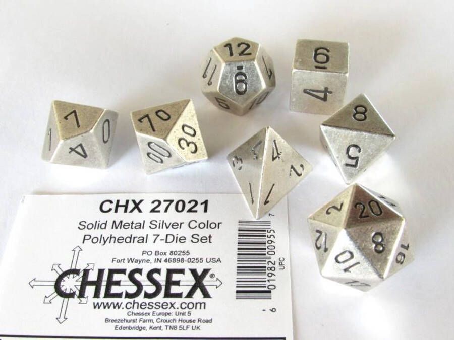 Chessex Solid Metal Silver Color polydice set