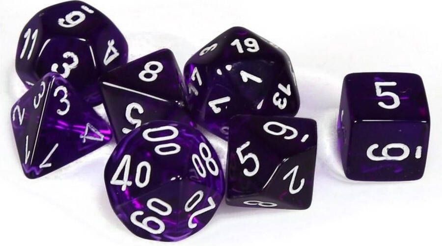 Chessex Translucent Purple white Polyhedral 7-Die Set