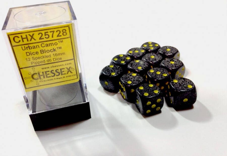 Chessex Urban Camo Speckled D6 16mm Dobbelsteen Set (12 stuks)