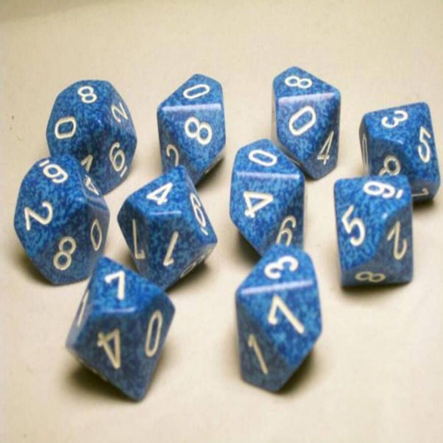 Chessex Water Gespikkeld D10 Dobbelsteen Set (10 stuks)