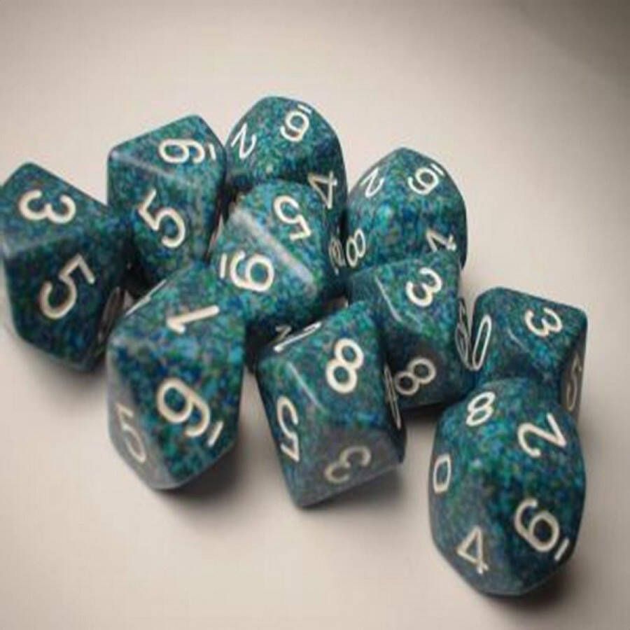 Chessex Zee Gespikkeld D10 Dobbelsteen Set (10 stuks)