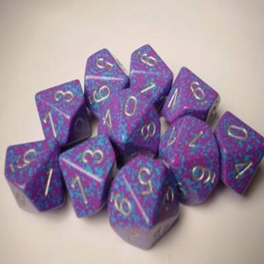 Chessex Zilver Tetra Gespikkeld D10 Dobbelsteenset (10 stuks)