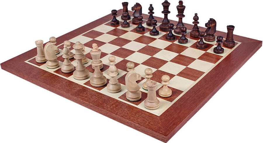 ChessRegion Schaakbord Mahonie Plataan 44X44cm Inclusief Verzwaarde Schaakstukken