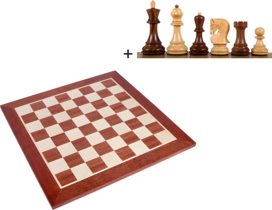 ChessRegion Schaakbord Mahonie Plataan 54x54cm Inclusief Verzwaarde Schaakstukken