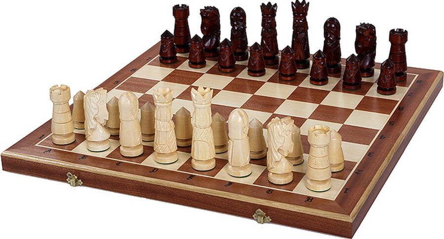 Chess.shop Castle XL Schaakset Schaakbord met Decoratieve Schaakstukken 60x60 schaakbord met 12cm koning Extra Groot Schaakspel