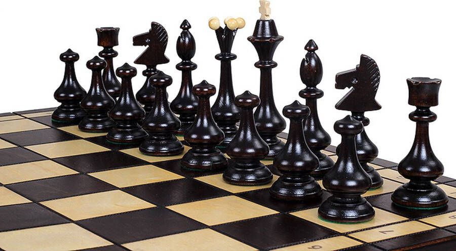 Chess.shop Elegant Schaakspel Schaakset compleet met Schaakbord & Schaakstukken Luxe Schaakset hout handgemaakt Groot formaat 460x460 & Koninghoogte 110mm