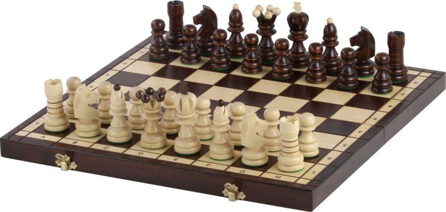 Chess.shop Pearl Schaakset met Schaakbord en Schaakstukken 42x42 en 9cm koning Compleet Schaakspel Schaken voor Volwassenen