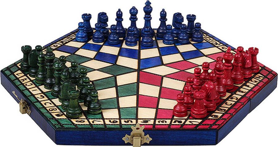 Chess.shop Schaakspel voor 3 personen Schaakset inclusief Schaakbord en Schaakstukken Voor drie personen! Klein formaat