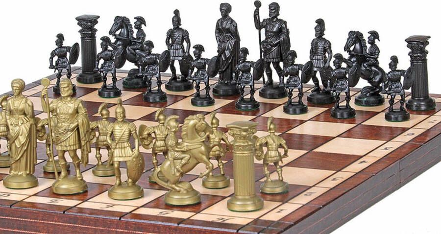 Chess.shop Spartaans Schaakset inclusief Houten Schaakbord met Schaakstukken Uniek Schaakspel