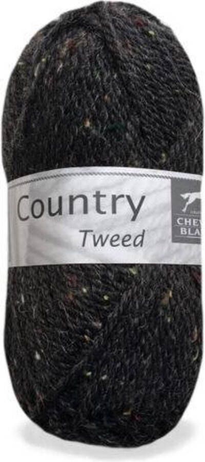 Cheval Blanc Country Tweed wol en acryl garen zwart (034) pendikte 4 a 4 5 mm 10 bollen van 50 gram