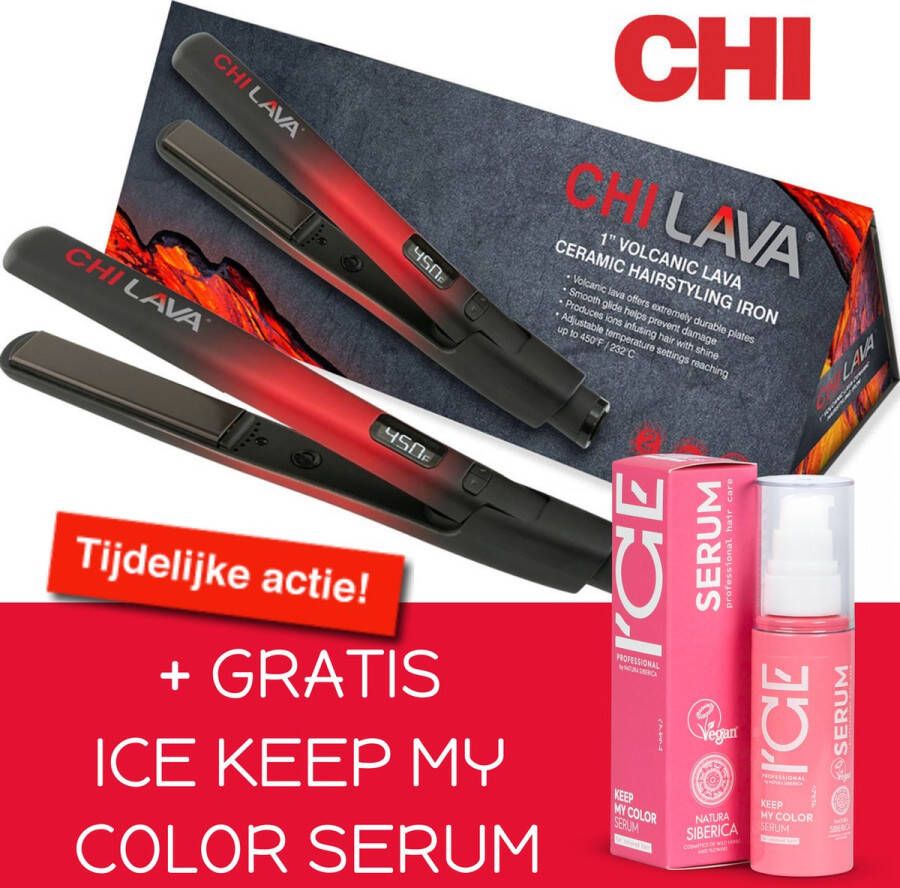 Chi Lava Volcanic Ceramic Stijltang + ICE keep My Color Serum 50ml