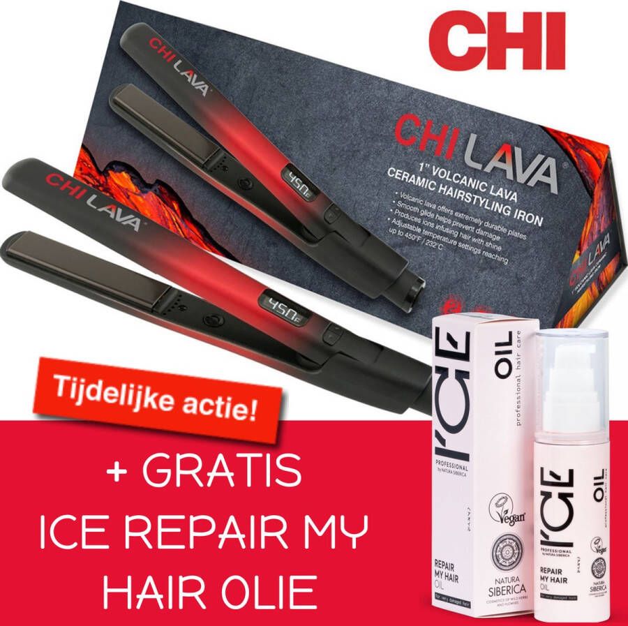 Chi Lava Volcanic Ceramic Stijltang + ICE Repair Olie 50ml