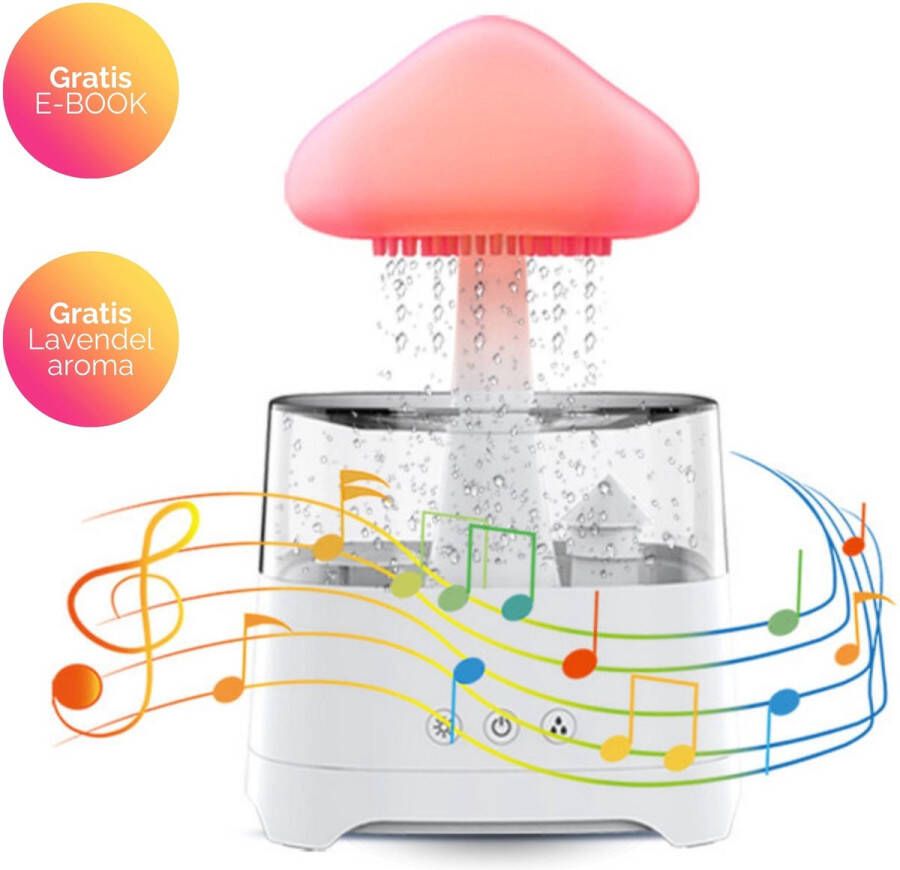 Chic & Golden Living 4 in 1 Regendruppel Humidifier Regenwolk Luchtbevochtiger Rain Cloud White Noise Machine Regen Geluid Slaaptrainer Aroma Diffuser Nachtlamp Kindernachtlamp