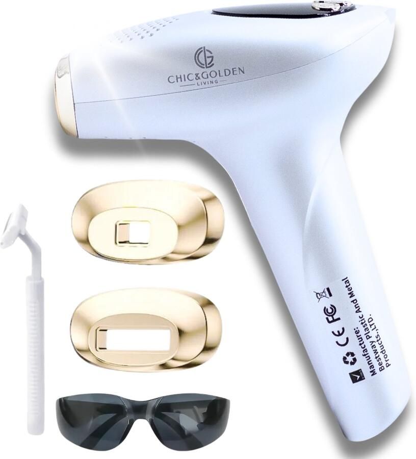 Chic & Golden Living Premium IPL Laser Ontharingsapparaat Epileerapparaat Dames Ice Cool Functie Inc Scheermesje en Bril