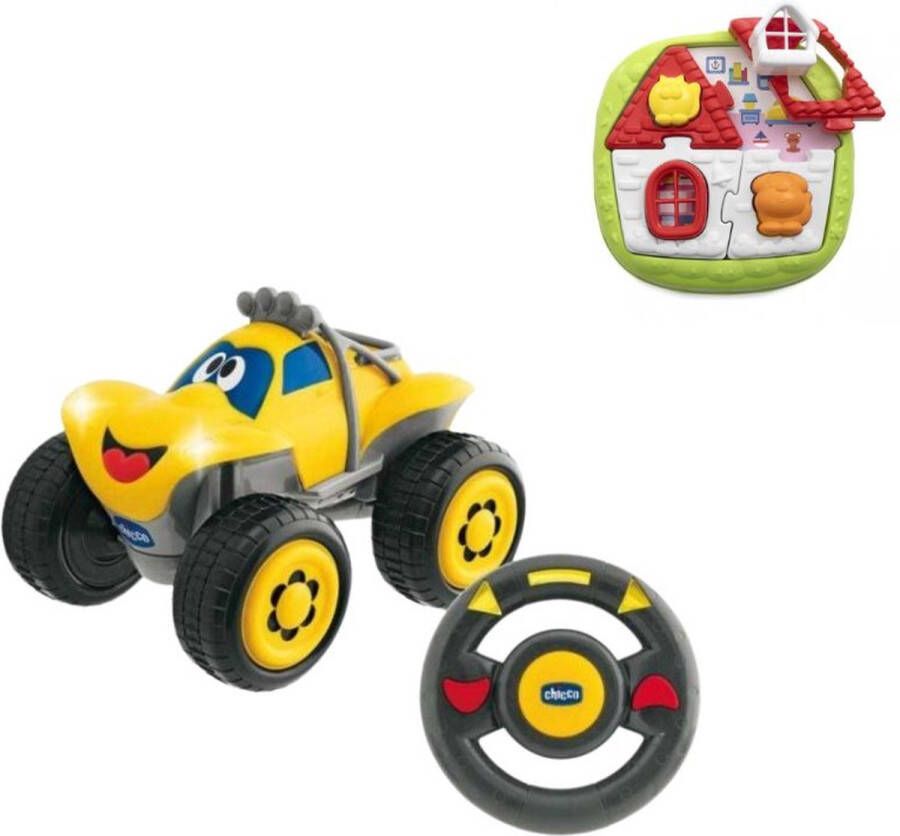 Chicco Bundel Billy Bigwheels Bestuurbare Speelgoedauto Geel & Puzzel 2-in-1 Huispuzzel