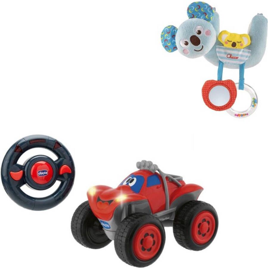 Chicco bundel Billy BigWheels Bestuurbare Speelgoedauto Rood & Rammelaar Koalabeer Te bevestigen aan kinderwagen