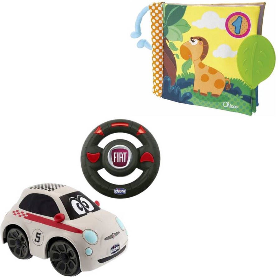 Chicco Bundel Fiat 500 Bestuurbare Speelgoedauto & Babyboekje Junior 19 X 19 Cm Polyester Geel groen