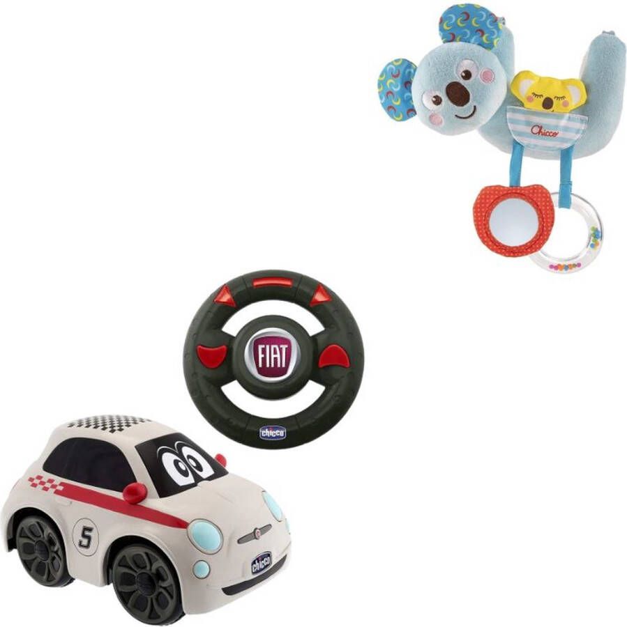 Chicco Bundel Fiat 500 Bestuurbare Speelgoedauto & Rammelaar Koalabeer Te Bevestigen Aan Kinderwagen