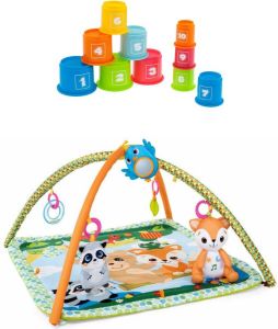 Chicco Bundel Speelkleed Magic Forest Relax & Play & Babyspeelgoed Stapel Bekers