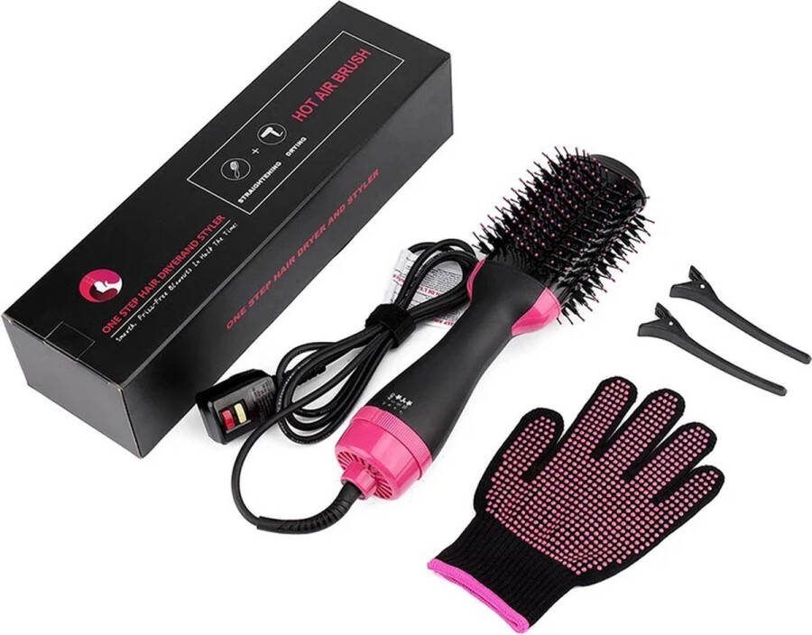 Chignon ShopEighty8 Stijltang Krultang Föhn Heteluchtborstel Professionele Salon Haarstyler Uniek Ovaal Ontwerp 360° Roterend Snoer 4 in 1 Hot Airbrush Zwart