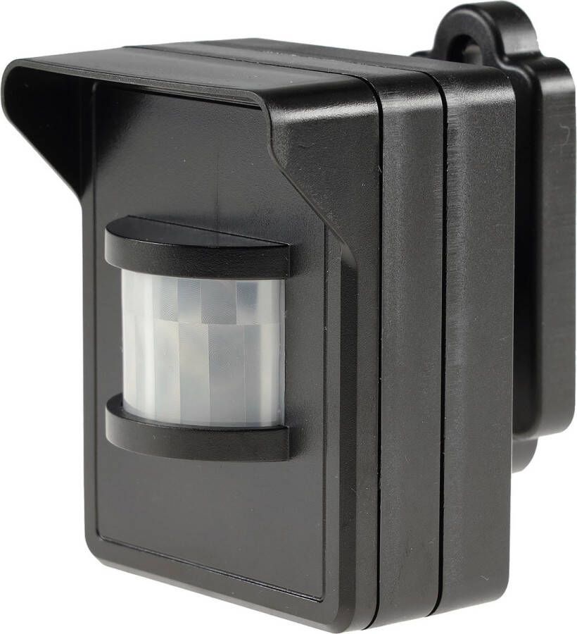 Chilitec GmbH Bewegingssensor voor buiten IP44 Bewegingsmelder op batterijen Bewegingsdetector opbouw met detectiehoek 180° Zwart