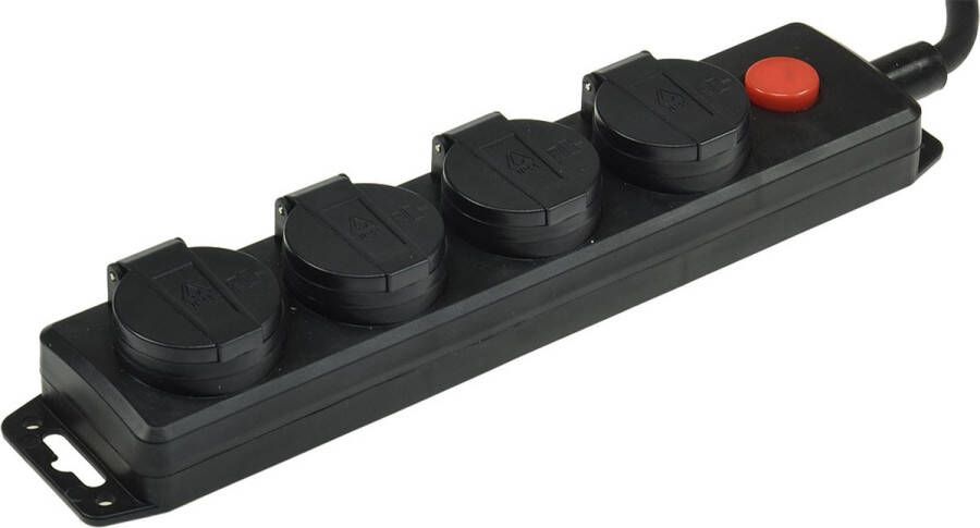 Chilitec GmbH Buiten stekkerdoos met schakelaar 4-voudig Buitenstopcontact met 3m kabel Tuinstekkerdoos IP44 Verlengsnoer met verdeelblok Zwart