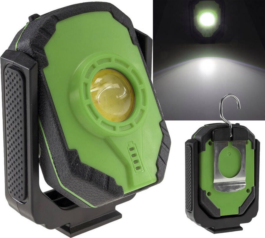 Chilitec LED accu werklamp oplaadbaar 15W 4500K 1000 lumen 360 graden draaibaar IP44 waterdicht Accu LED Lamp LED Zaklamp Magneet LED lamp Looplamp LED Worklight Garage lamp Dimbaar Haak Magnetisch Magneet voet met haak