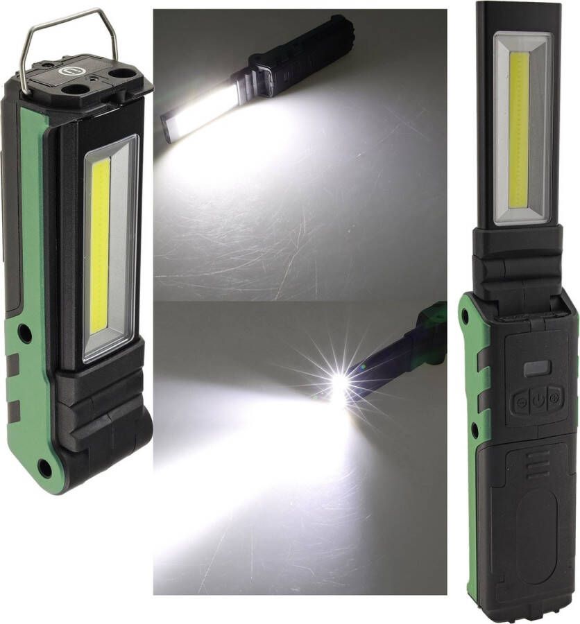 Chilitec LED-accu-werklamp waterdicht met magnetische houder 5W Oplaadbaar met USB-kabel Werkt ook als powerbank voor smartphone Uitklapbare lamp Met haak Waterbestendig 4500 K 400 lumen Verstelbare hoek zaklamp led werklicht