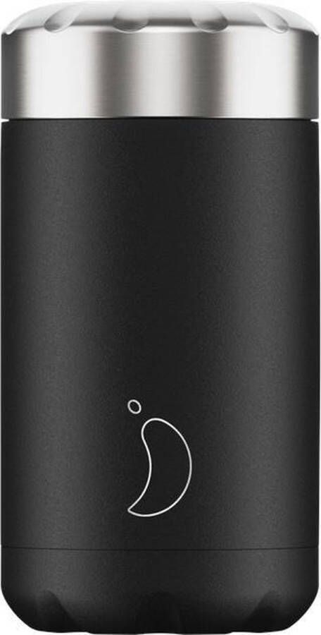 Chilly's Bottles Chilly's Monochrome Black Kom Rond 0 5 l Zwart Roestvrijstaal 6 uur