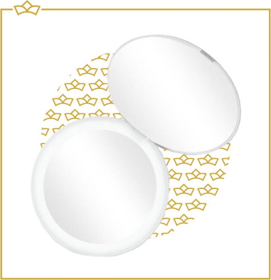 Chimb Make-up spiegel met verlichting Handspiegel Rond 10x Vergroting -Led Usb oplaadbaar Opvouwbaar Wit