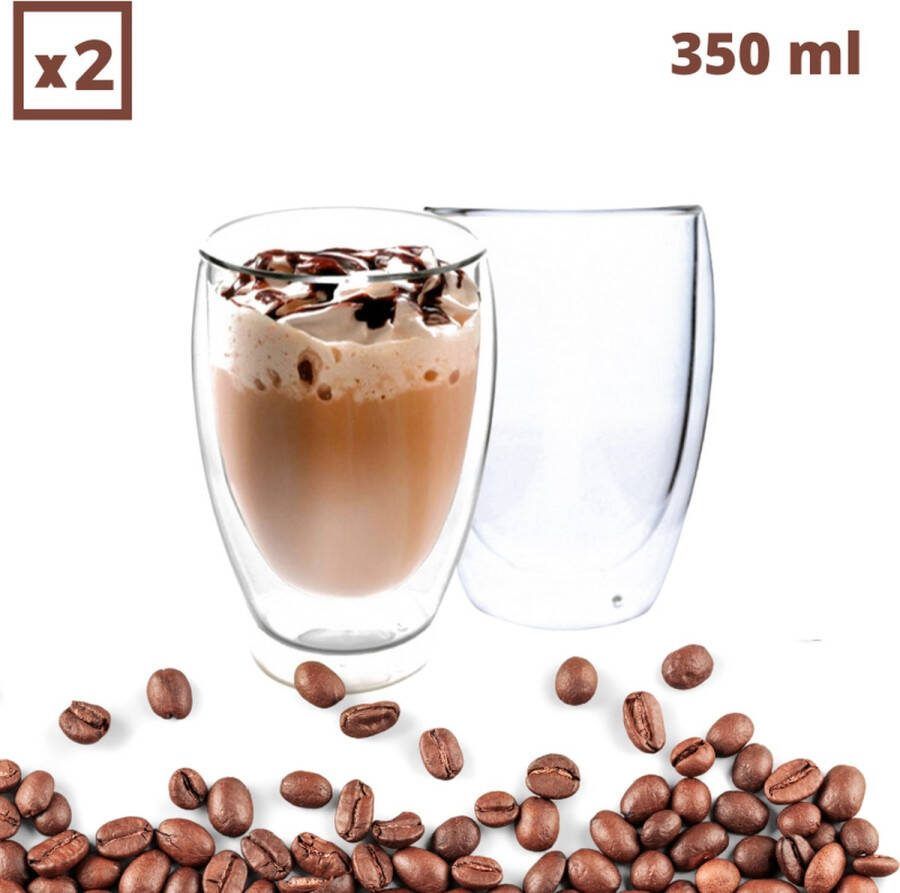 Chimneys Blend 2 x Set Dubbelwandige Koffieglazen 350ml Latte Macchiato Glazen Cappuccino Glazen Latte Macchiato Glazen Dubbelwandig Latte Glazen Koffieglazen 350 ml 2 Stuks – Handgemaakt