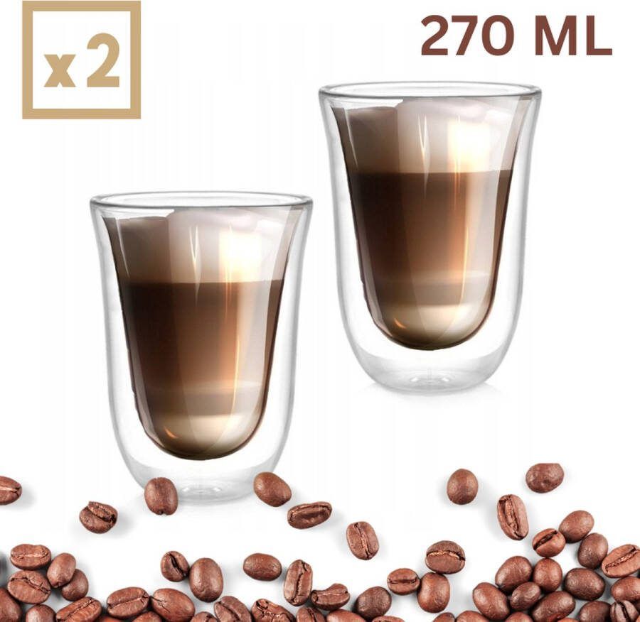 Chimneys Blend Set 2x Dubbelwandige Koffieglazen 270ml Cappuccino Glazen Dubbelwandig Latte Glazen Koffieglazen 270ml ml 2 Stuks – Handgemaakt