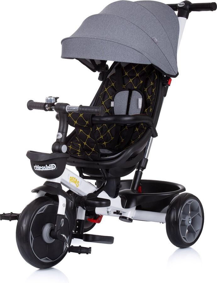 Chipolino Pegas Driewieler 4 in 1 Driewieler met duwstang Vanaf 12 maanden Meisjes en jongens Verstelbare duwstang Platinum